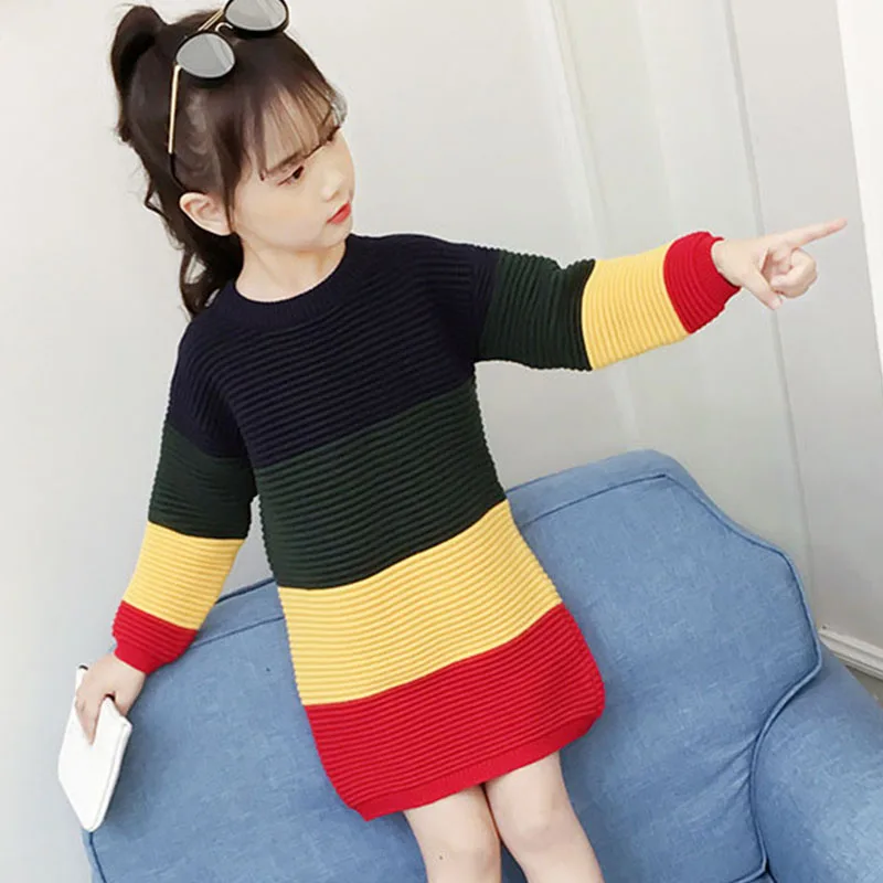 fashion 2018 autumn patchwork striped knit dresses for teenage girls sweater clothing kids knitting dress baby girls clothes fashion 2018 autumn patchwork striped knit dresses for teenage girls sweater clothing kids knitting dress baby girls clothes