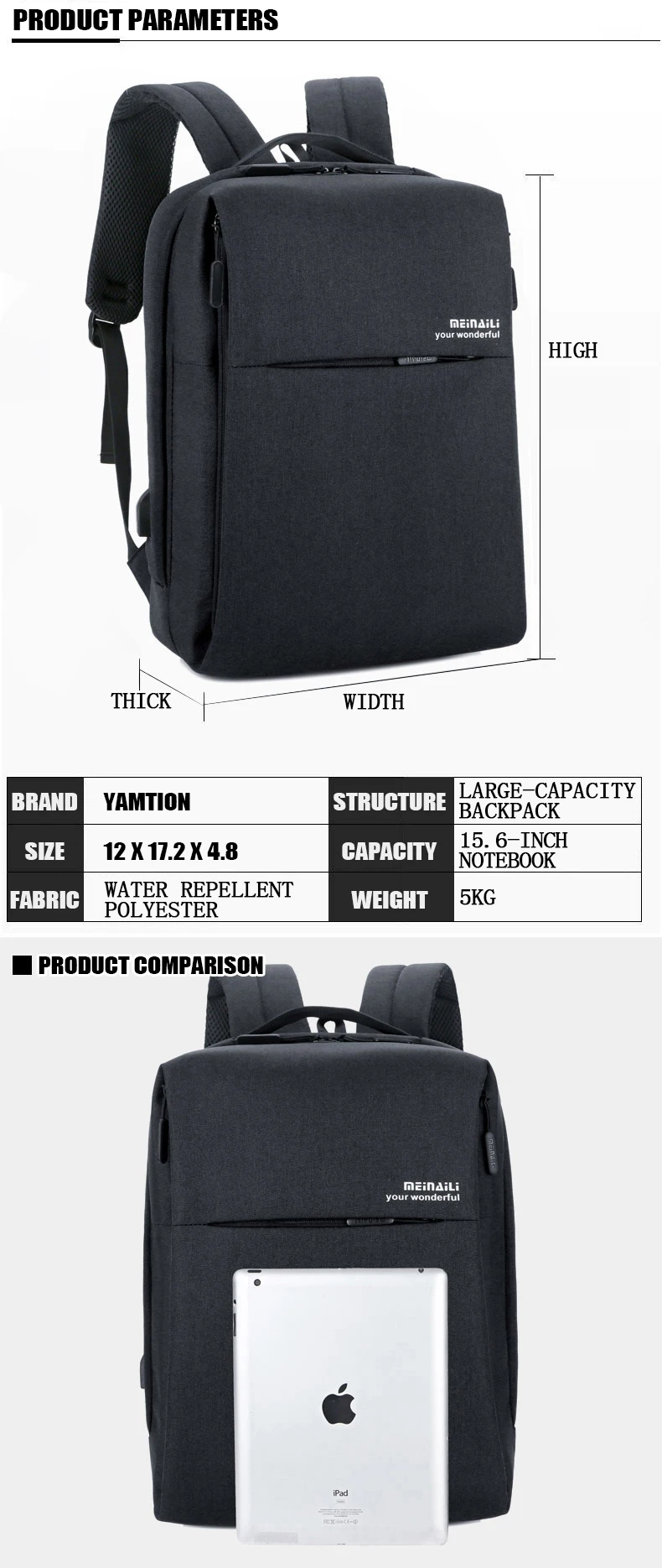 New Business Backpack USB charging 15inch Men's Women's Laptop Backpacks  For Teenager Fashion School Bag Male Travel bagpack (8)