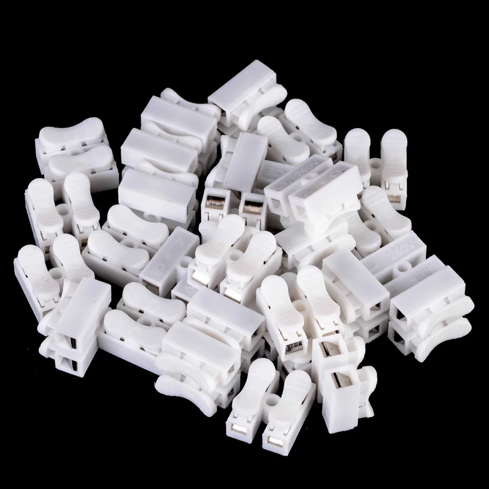 

30/100Pcs/Lots 2 Pins Electrical Cable Connectors CH2 Quick Splice Lock Wire Terminals Set