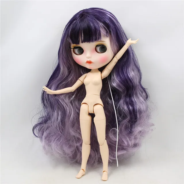 Ледяная фабрика blyth кукла 1/6 bjd белая кожа сустава тела фиолетовый микс фиолетовые волосы, новое матовое лицо резные губы с бровями BL169/1049 - Цвет: doll