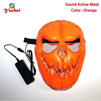 

High-grade 3V Sound Activated Halloween Pumpkin faces Mask EL wire Glowing Flexible LED Neon light For Carnival Party Decoration
