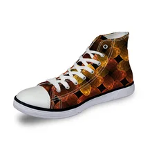 Бесшумные Дизайнерские кроссовки для девочек; Женская Повседневная Винтажная обувь с вулканизированной подошвой; обувь с высоким берцем; коричневые листья; темная парусиновая обувь на плоской подошве с 3D-принтом