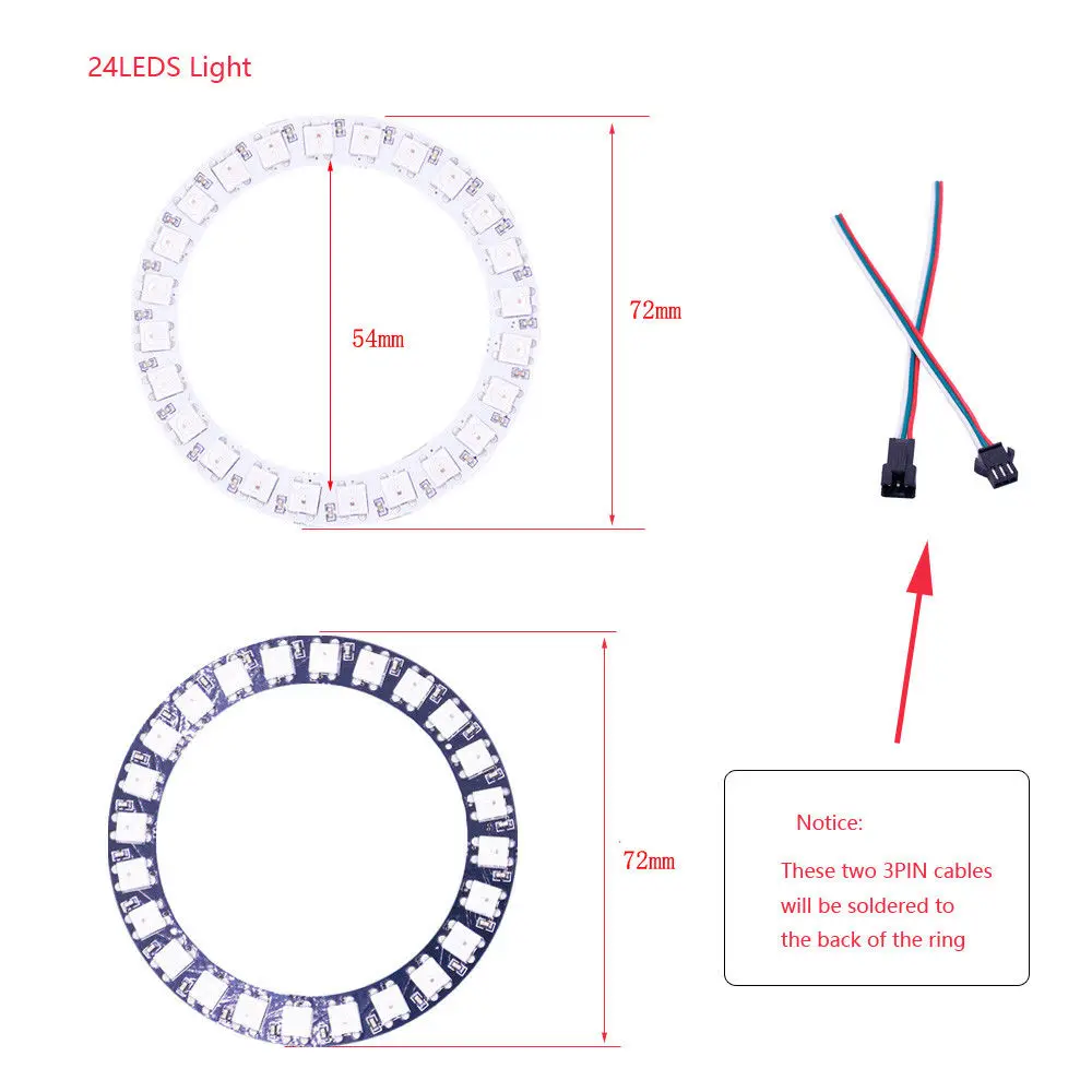 Адресуемых пикселей WS2812B кольцо 8/16/24/35/45/128 светодиодный s WS2812 5050 RGB светодиодный кольцо WS2811 ic встроенным RGB освещение украшение DC 5V