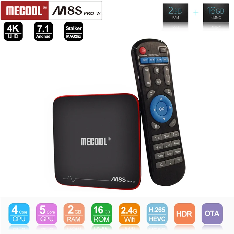 

Mecool M8S PRO W Smart TV Box Android 7.1 Amlogic S905W 2GB RAM 16GB ROM 2.4GWifi Set-top Box support one year IPTV subscription
