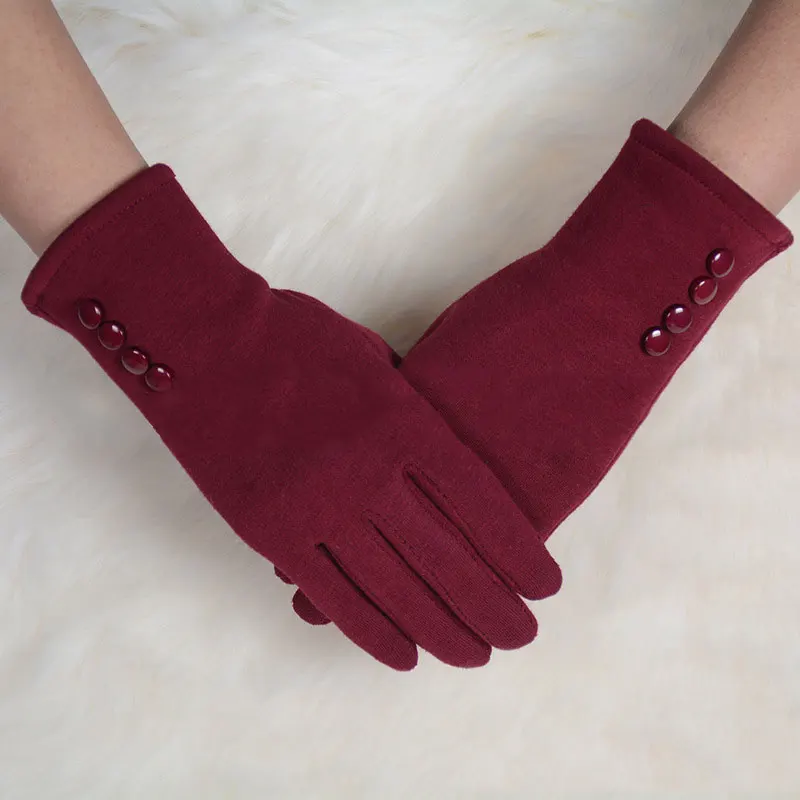 1 пара, модные женские зимние перчатки с 4 кнопками, перчатки для экрана, теплые перчатки для спорта на открытом воздухе, рукавицы из