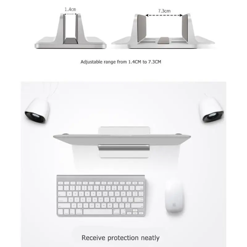  VODOOL Vertical Adjustable Laptop Stand Aluminium Alloy Notebook Mount Base Erected Space-saving Ho