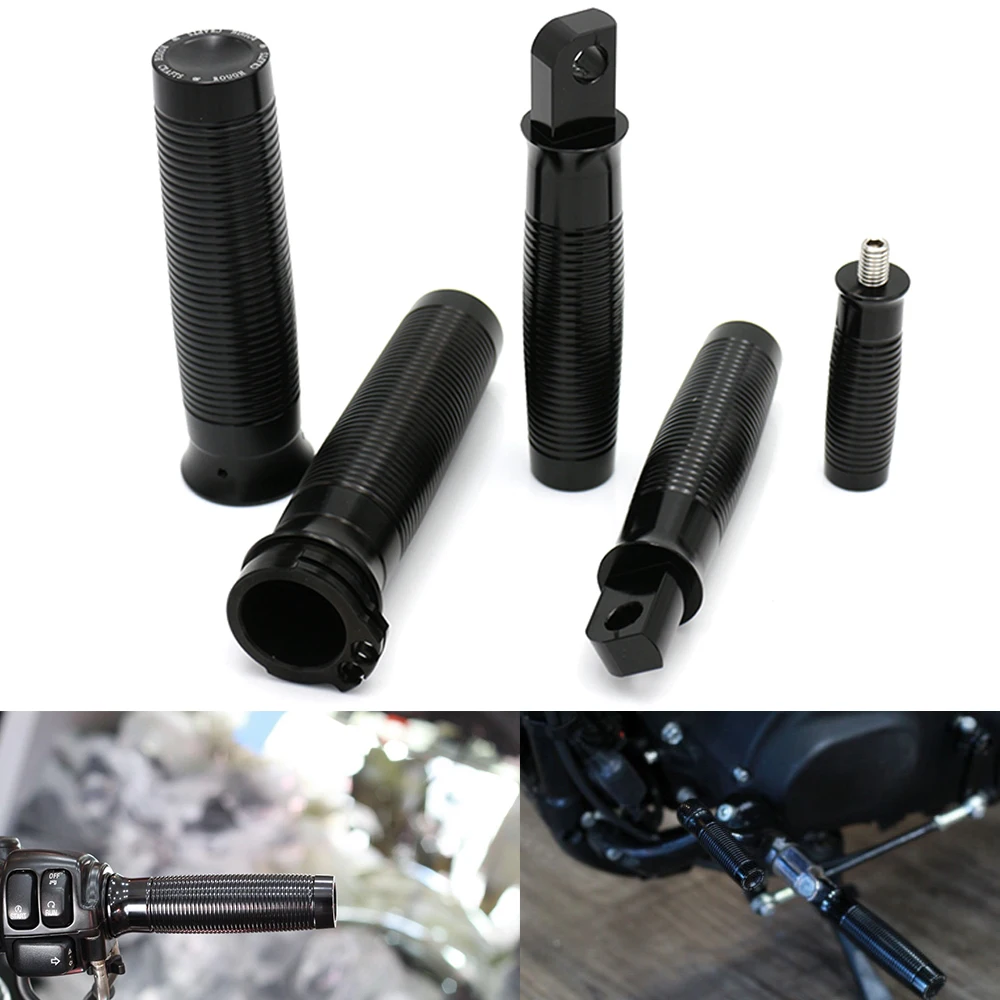 

1" Hand Grips Foot Pegs Gear Shifter Peg Set Bronze CNC Aluminum For Harley XL 883 1200 48 72 Sportster Dyna 84-14