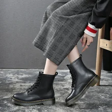 AME Shoes Winter Ankle Boots Women Boots Fashion Martin Boots Women Black Round Toe Lace-Up Women Shoes Female Boots YHA009 lakeshi round toe women boots winter boots female ankle boots women fashion lace up casual shoes woman plus size cotton shoes