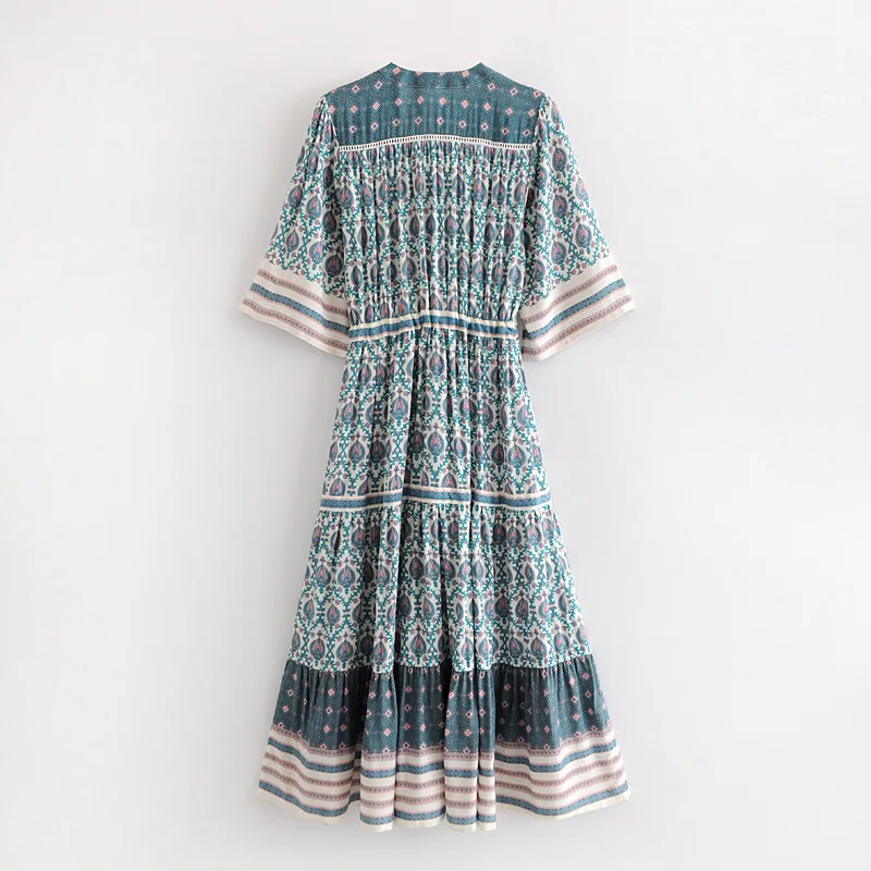Бодикон Ретро цыганские Oracle Печатные Длинные платья богемный стиль 2018 летнее