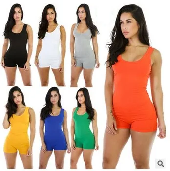 

New 2019 Summer Sexy Casual Bodysuit Rompers Slim Sleeveless Backless Bodycon Sportswear Jumpsuits Cotton Threaded piece shorts