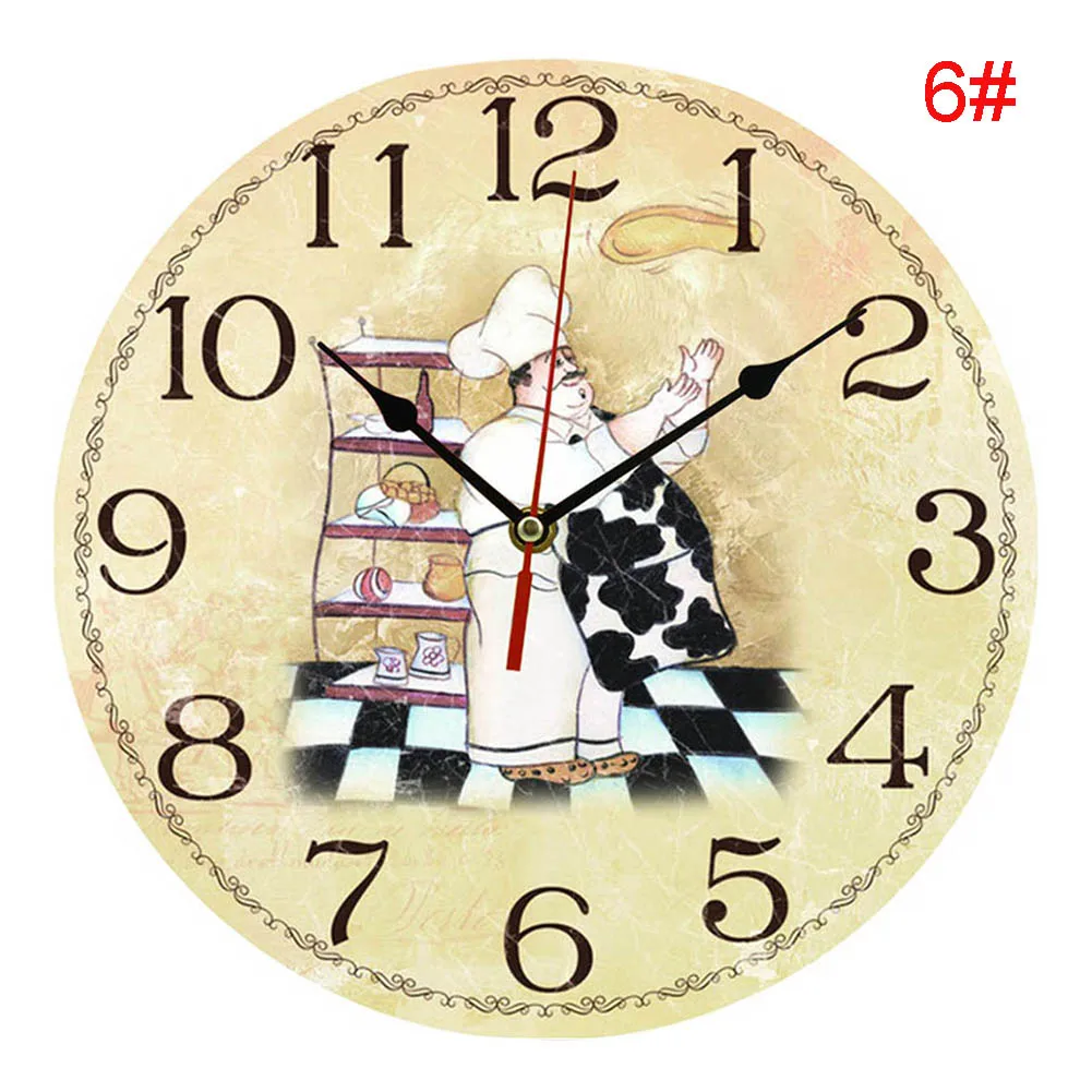 МДФ деревянные настенные часы в винтажном стиле деревенский шик домашний офис кафе украшение бескаркасные немой часы SLC88 - Цвет: 6