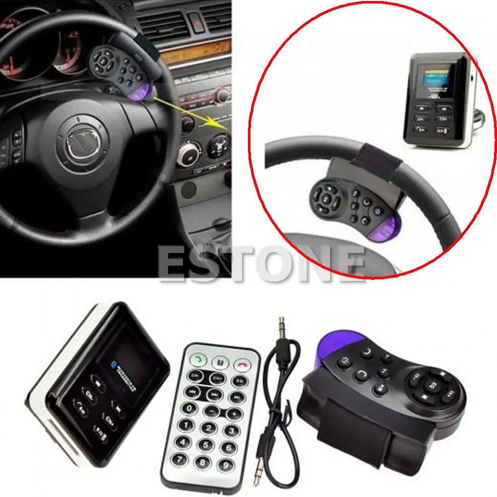

New Bluetooth Car Kit MP3 Player FM Transmitter Steering Wheel USB SD MMC Card G6KC