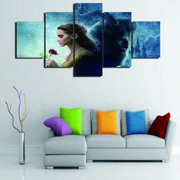 

Beauty and the Beast Movie Wall Paintings Canvas Stars Posters Logo Art Hd Prints Modern Modular Unframed Emma Watson Photo