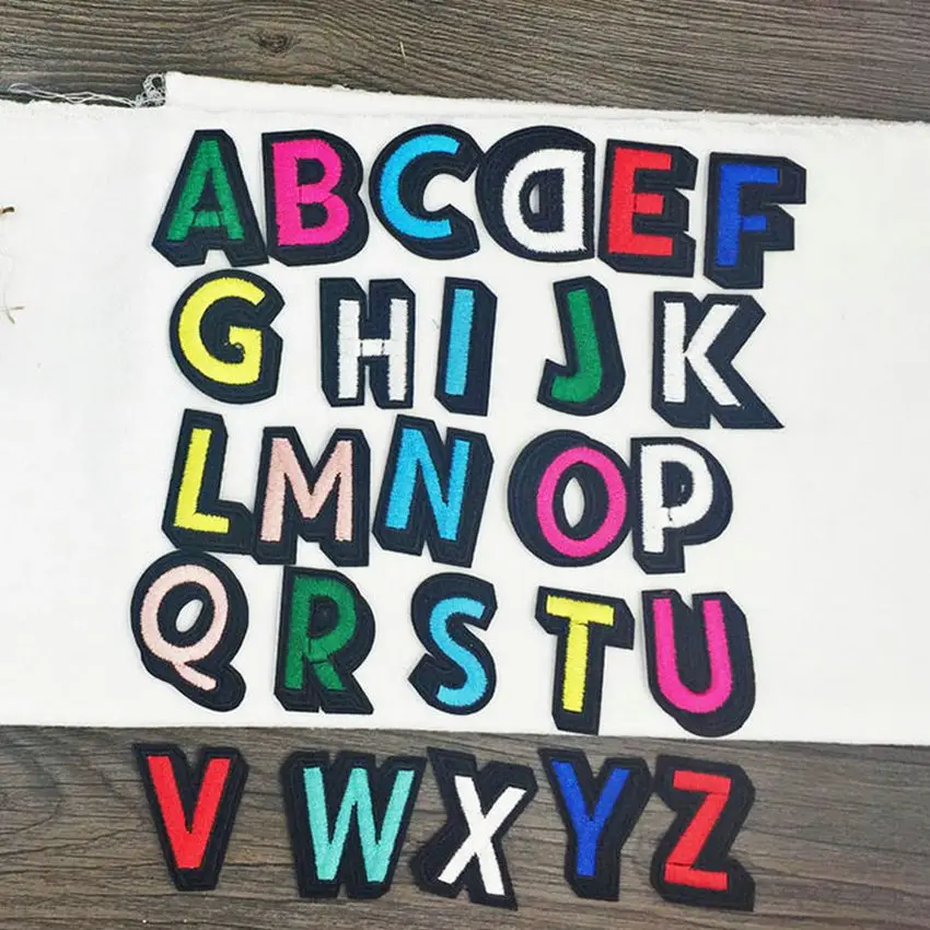 

26Pc English Letters Clothes Embroidered Appliques Iron on Patches Badge Sticker For DIY Clothing Apparel Sew Craft Accessories