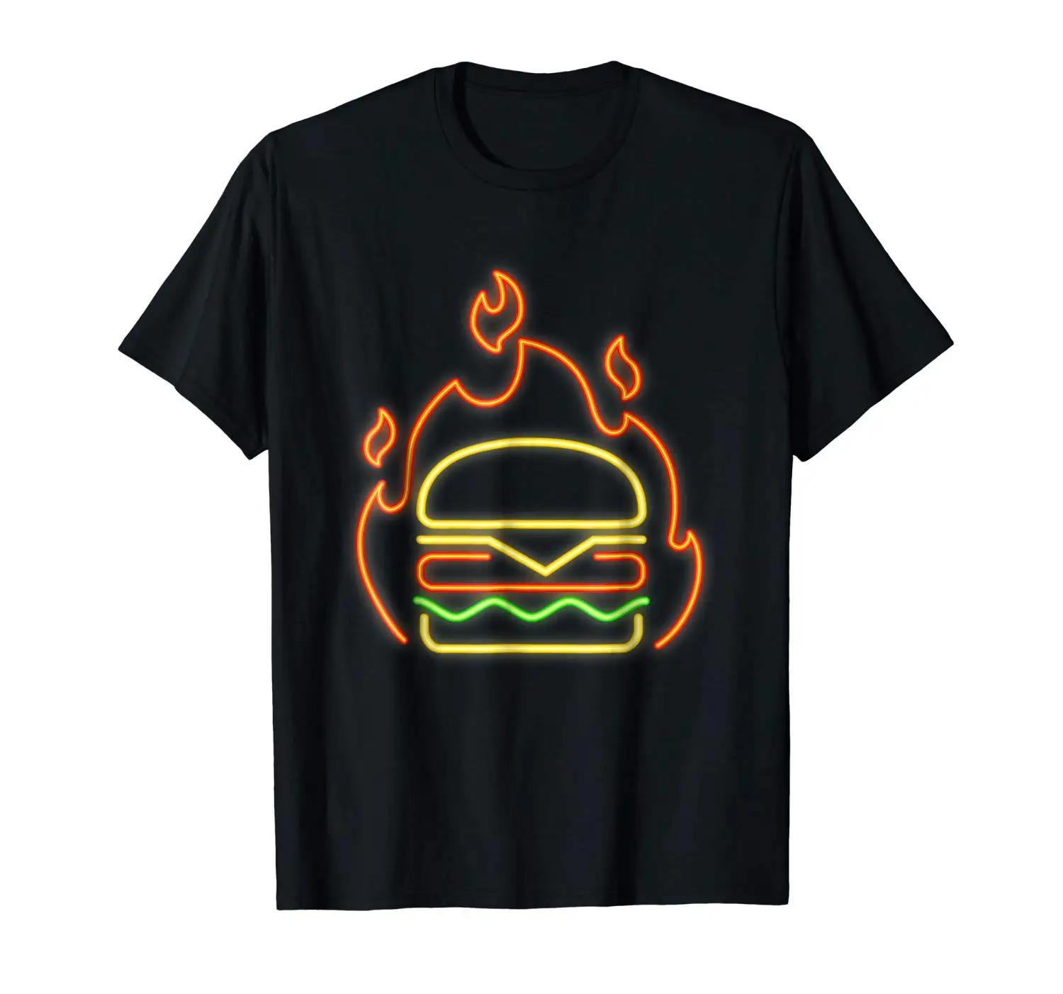 80 s ретро неоновым горячий гамбургер футболка в стиле 80-х Burger вентилятор подарок