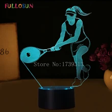 Новинка Светодиодная лампа USB 3D Теннис Форма Ночные светильники 7 цветов 3D Праздничные огни подарки