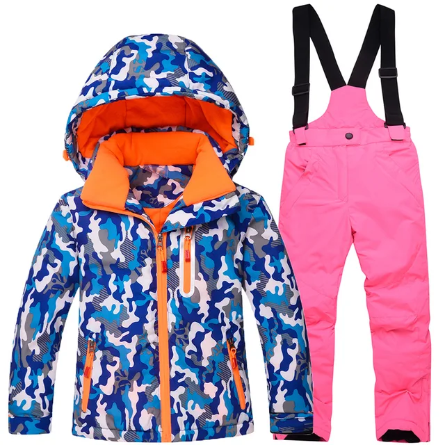 Children ski suits winter outdoor windproof waterproof warm thickened ...