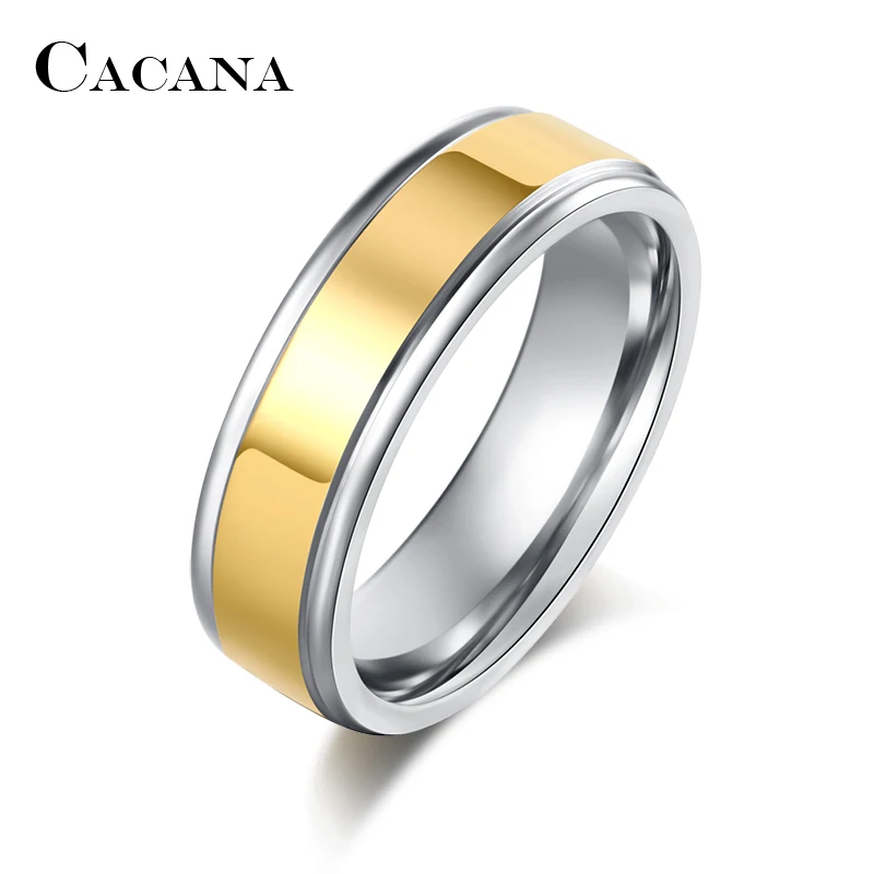 CACANA Stainless Steel Rings For Women Trendy Wedding Ring Personalized Custom Fashion Jewelry Wholesale R200