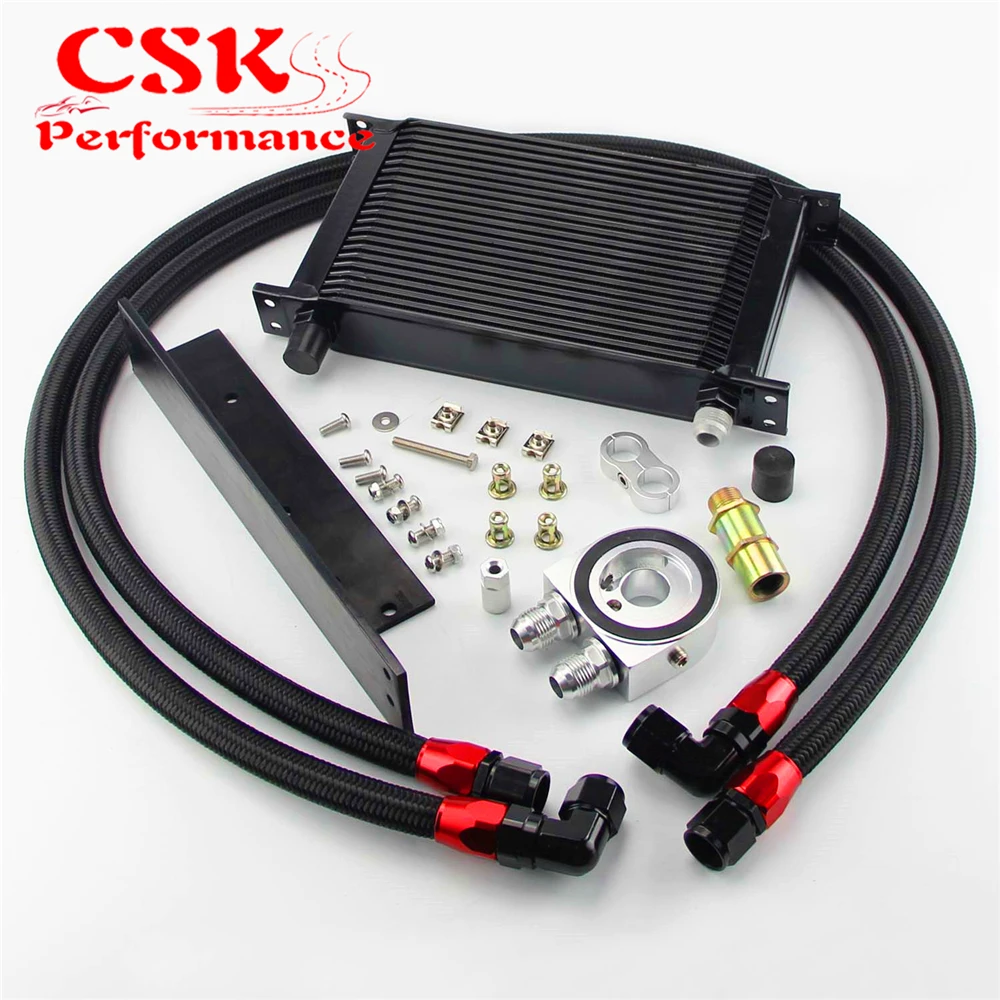 Best Price Fits For Nissan Fairlady 03-08 350Z VQ35 / 2009-2017 370Z VQ37 22 Row Bolt On Oil Cooler Kit Black / Silver