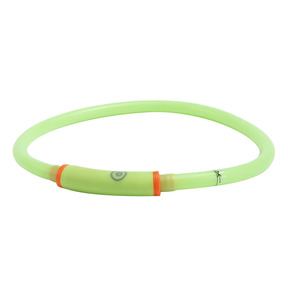 Водостойкий светодиод ошейник для собак USB перезаряжаемые Сияющие мерцающие ошейники для домашних животных ожерелье с usb-кабелем для зарядки - Цвет: Зеленый