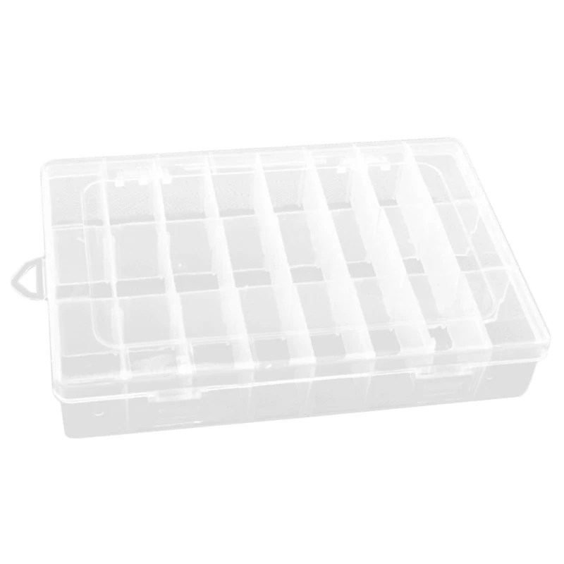 

24 Compartment Slot Storage Box Practical Adjustable Plastic Case For Bead Rings Jewelry Display Organizer Storage Box Tool Co