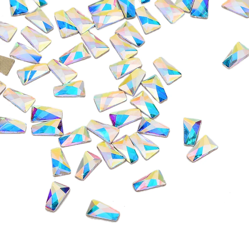 30pcs Trapezoid Shape 2*3*6mm Crystal AB Flat Back Fancy Nail Art Rhinestones For Wedding Personality Design Beads | Дом и сад