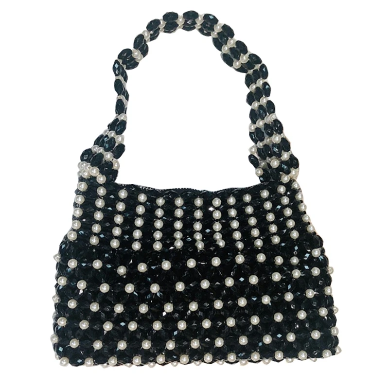 

FashionHandmade Pearl Lady Tote Luxury Handbags Small Box Evening Bag Fashion Vintage Female Top-Handle Purse