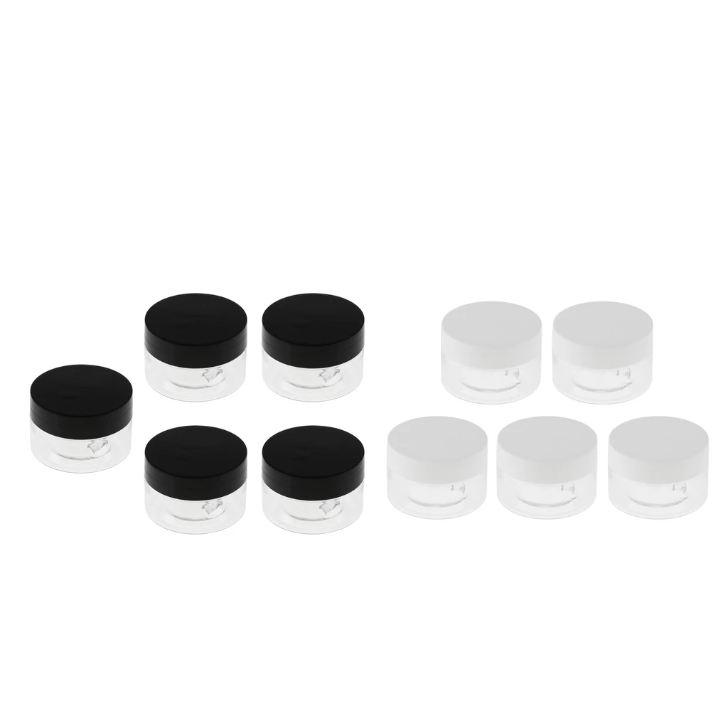 10x Jar Cosmetic Sample Clear PET Plastic Containers, Empty Round Containers & Lids 30g for Lip Balm Make Up Eye Shadow Powder