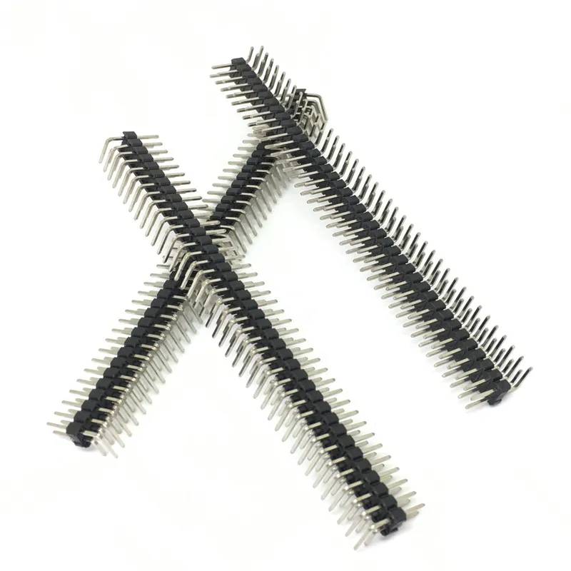 10pcslot 90 Degree 2.54mm 2X40P Double Row Curved Needle Pin Header Connector 3