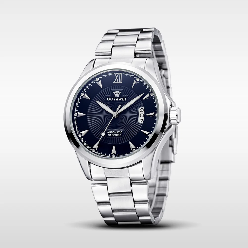 OUYAWEI Brand Three Needle Ribbon Calendar Automatic Steel Waterproof Factory Direct Selling Machinery Watch Wholesale | Наручные часы