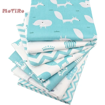 

MoTiRo,7pcs/lot,Cotton Printed Twill Fabric Patchwork,Green Fox&Crown Material Bundle For Crafts/Sewing/Scrapbooking/Handmade