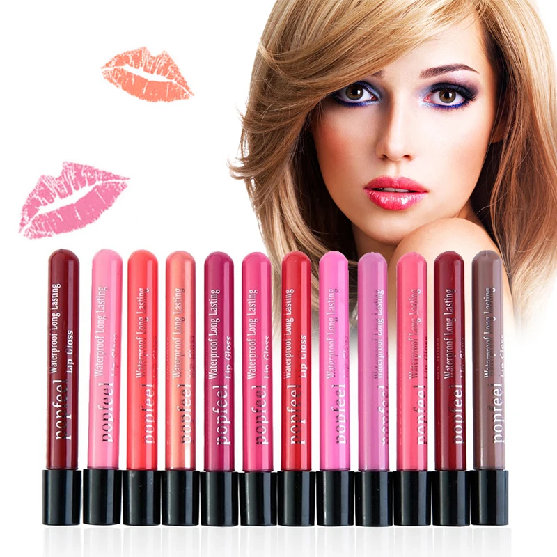 

Popfeel 12 Colors Matte Liquid Lipstick Sexy Long-Lasting Waterproof Moisturizing Lip Gloss For Woman Makeup TSLM2