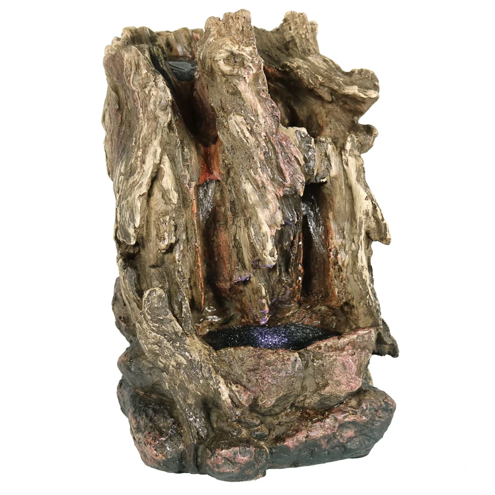 Sunnydaze Hollowed Log Tabletop Water Fountain with LED Lights, 11.5 Inch (1)