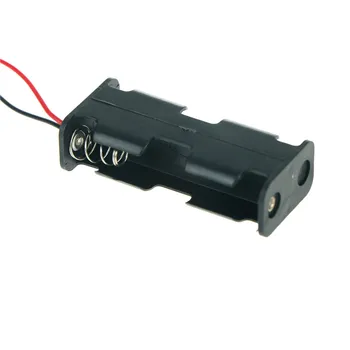 

1pc Plastic 2 x AA 3V 5# Battery Cell Case Holder with Wired Black