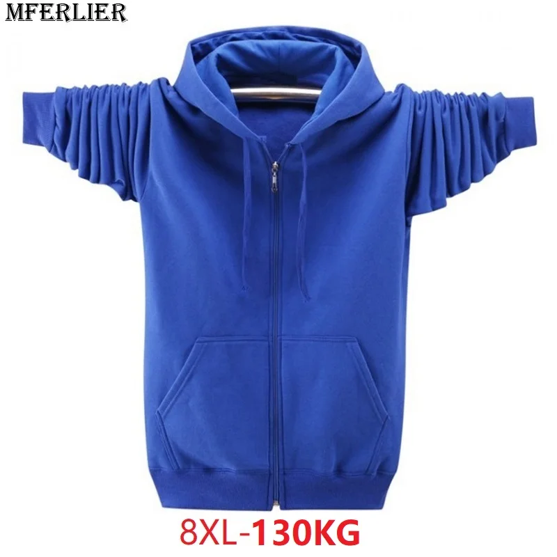 

autumn men Hoodies Sweatshirts plus size 6XL 7XL 8XL zipper pocket Parkour hooded casual Sweatshirts blue pull over coat black