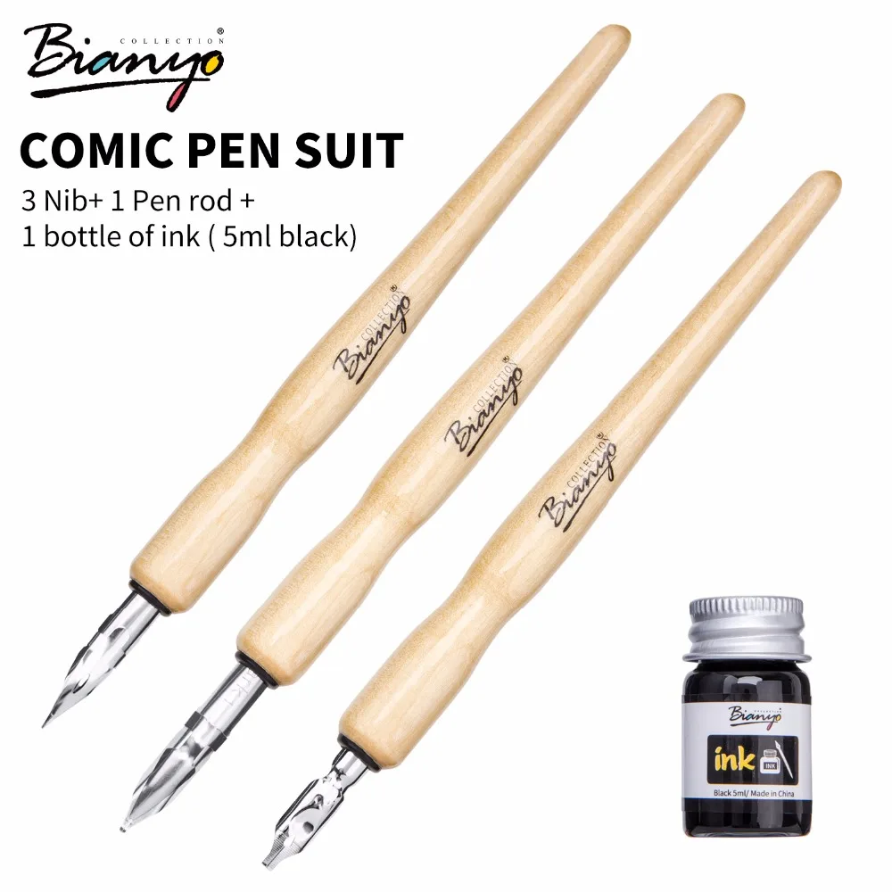 

Bianyo Comic Pen Suit 3 Nib+1 Pen Rod+Ink Comic Pen Sets Calligraphy Pen Artist Supplies Comic Sets For Writing Drawing Students