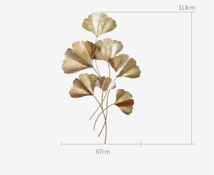 Современный кованый лист гинкго, настенные подвесные поделки для дома, гостиной, настенные фрески, украшения для крыльца, кофе, 3D стикер на стену, украшение