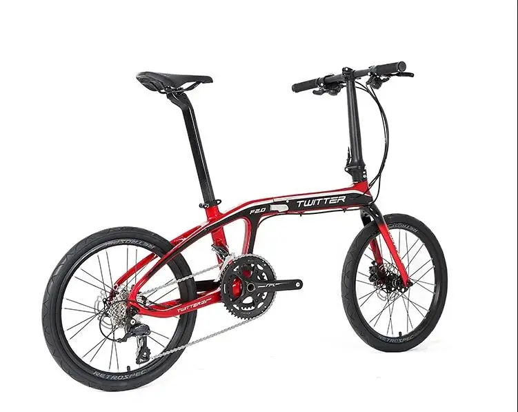 Складной велосипед F2.0 из углеродного волокна BMX 20 дюймов 16 скоростей 18 двойной