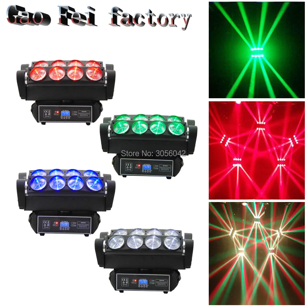 

4pcs/lot Stage Light LED Moving Head Spider 8 eyes DMX 8/21DMX channel Double