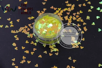 

TCI50 Pearlescent Indescent Light Yellow Colors Mickey Mouse shape Glitter 4.0MM Size Glitter for nail Art nail gel makeup