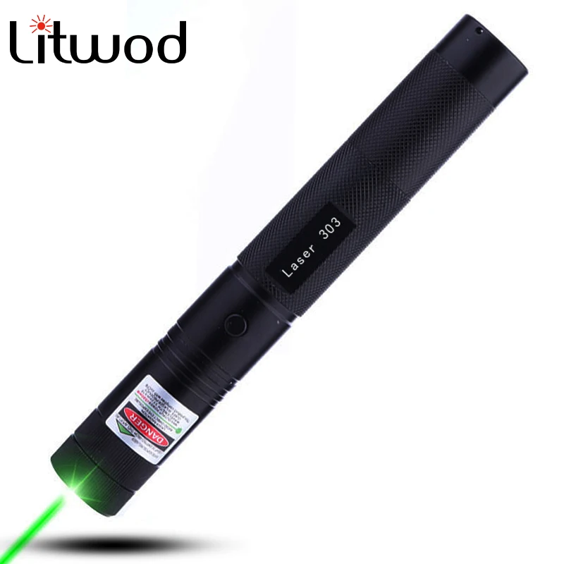 

Litwod Z15 Burning Beam Laser Pointer Lazer Pen 532nm 5mw 303 Green Burning Match+2key Aluminum material