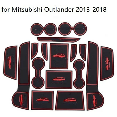 

17pcs/set Anti-Slip Gate Slot Mat Rubber Coaster for Mitsubishi Outlander 2013-2018 Door Groove Mat Stickers Type