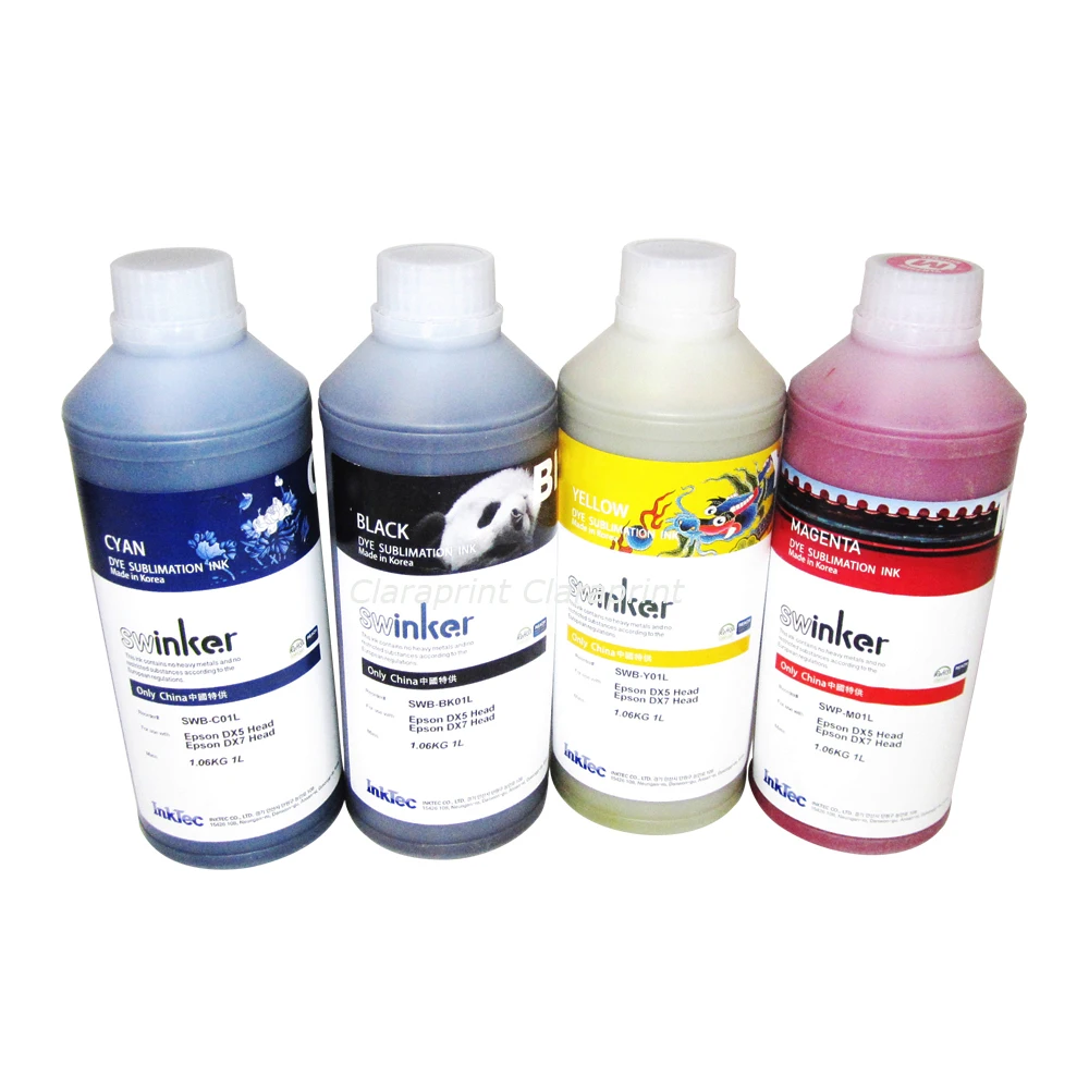 

4 colors/set Original Inktec Swinker(SWB) Dye Sublimation Ink for Epson DX5 DX7 Printhead 1000ml Bottle Special Offer