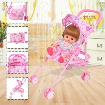 

Baby Doll Stroller Foldable Stroller Pram Pushchair Baby Dolls Carriages Pretend Play Furniture Toys for Children Kids Gift
