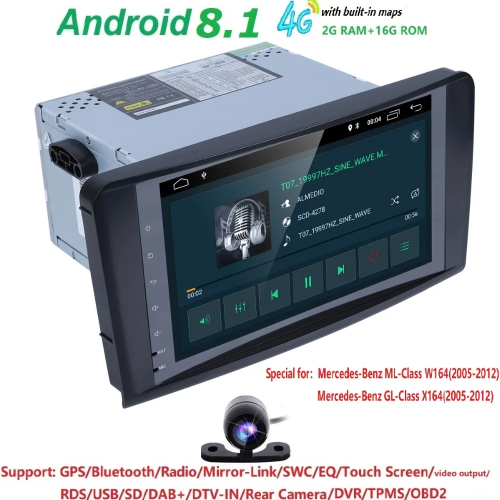 

Two Din Car Multimedia player GPS Android 8.1 NODVD Player For Mercedes/Benz/ML/GL CLASS W164 X164 ML350 ML500 GL320 Radio FM 4G