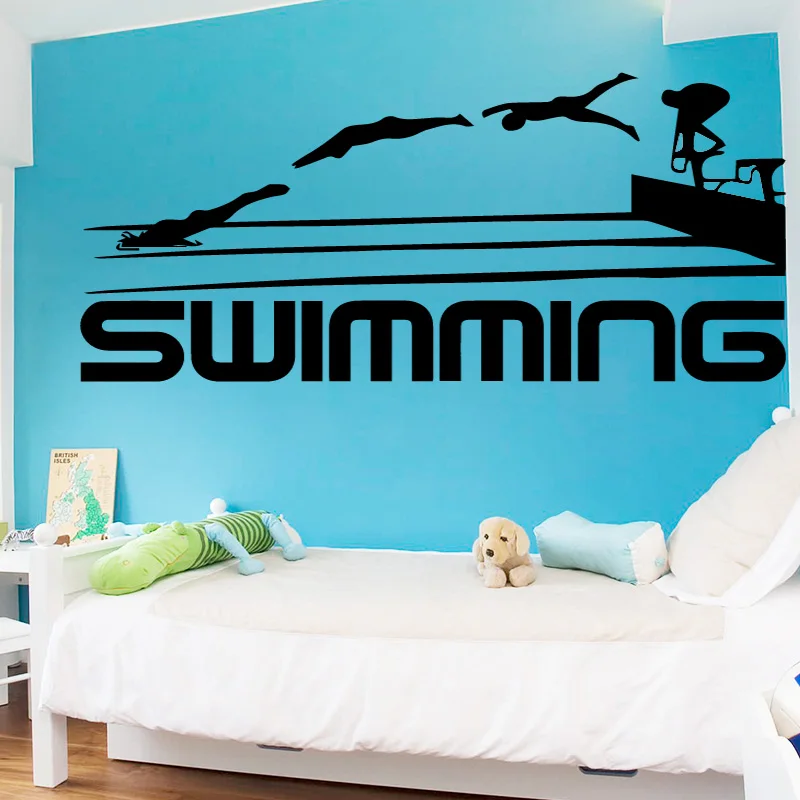Плавание ming Quotes спортивная серия художественные виниловые наклейки на стену плавающие спортсмены прыжки силуэт специальные дизайнерские наклейки на стены Фреска