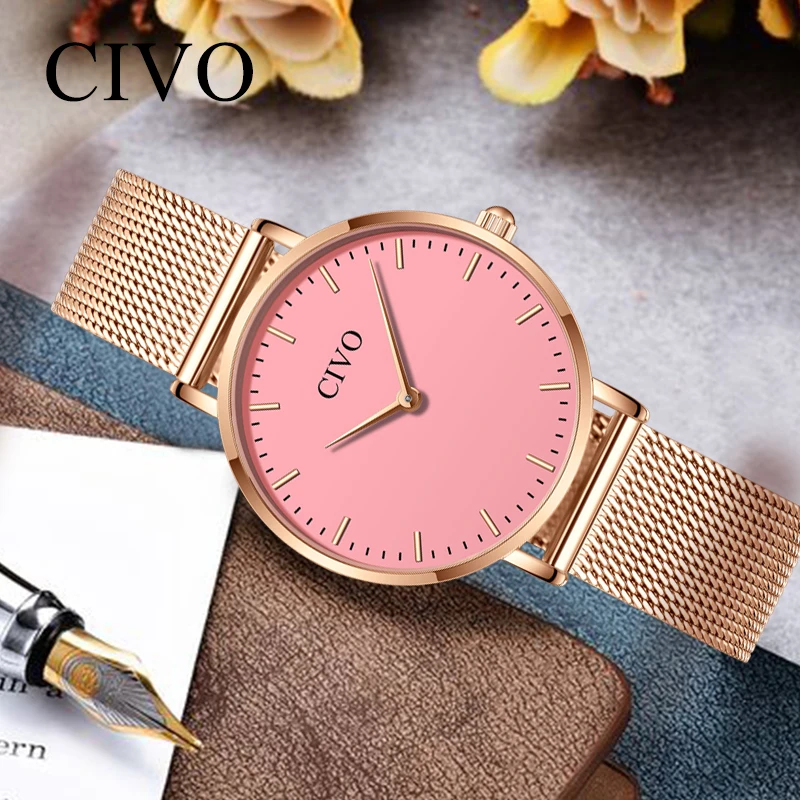 

Reloj 2019 CIVO Top Brand Business Casual Pink Women Watch Waterproof Luxury Fashion Watches Relogio Femino Sport Quartz Clock