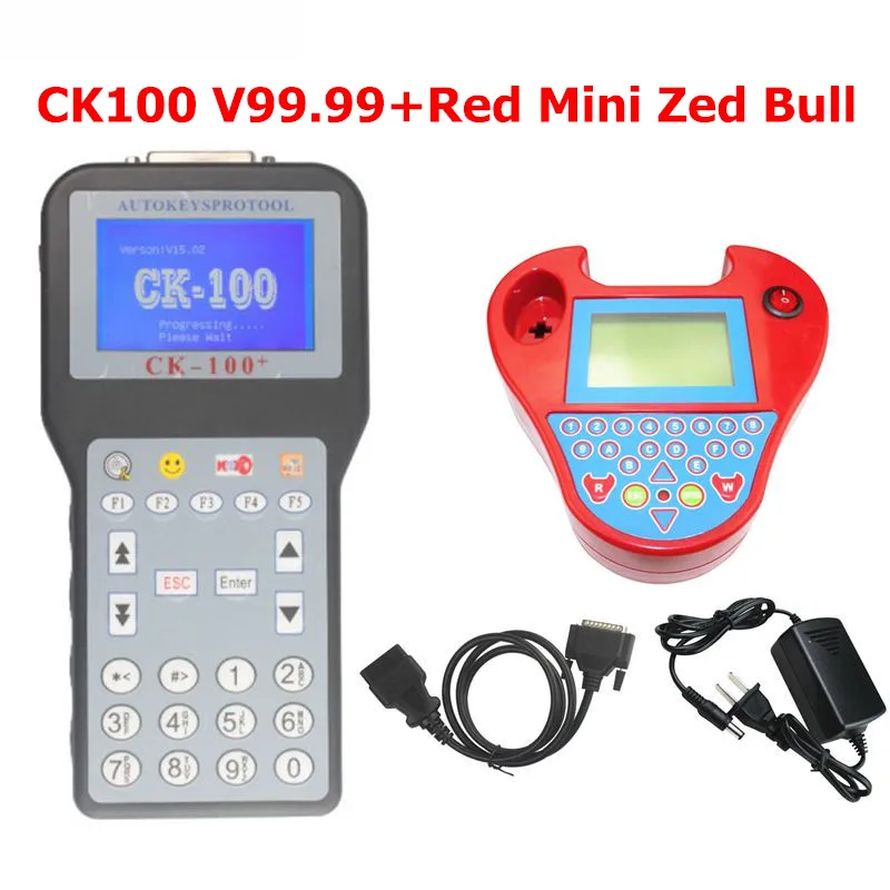 CK100 автоматический ключ программист CK-100 v99,99 и мини zed bull OBD2 диагностический инструмент Автомобильный сканер неисправностей - Цвет: V99.99 RED MINI