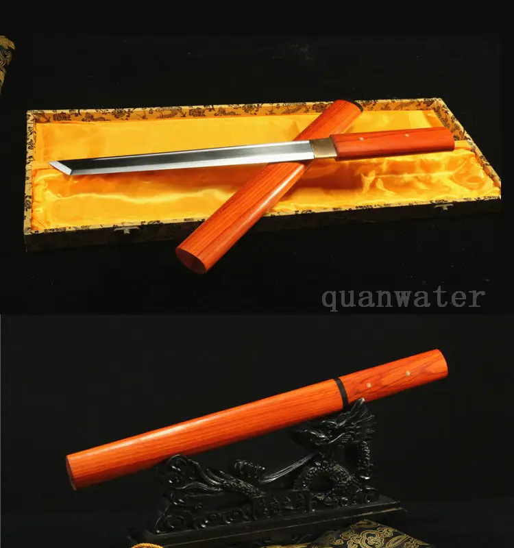 

21'1095 CARBON STEEL RED ROSE WOOD JAPANESE SWORD TANTO