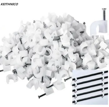 

100Pcs Circle cable clips with steel nail Round Cable Management Wire Cord Tie Holder 4/6/8/10/12mm